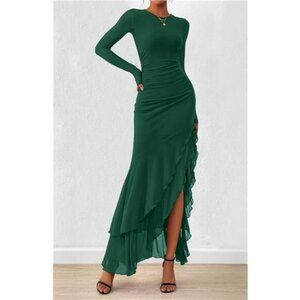 Women's Maxi Dresses Ruffle Mermaid Green